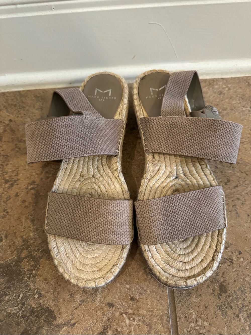 Marc Fisher LTD Phebe 2 taupe leather espadrille sandals